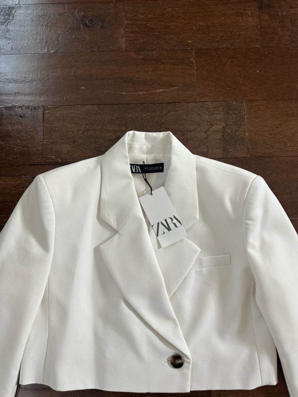 Zara-CROPPED DOUBLE BREASTED BLAZER - Oyster White size M NWT - Picture 10 of 10